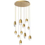 Pebble Multi Light Pendant - Gilded Brass / Clear Cast Glass