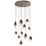 Pebble Multi Light Pendant - Burnished Bronze / Clear Cast Glass