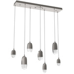 Pebble Linear Multi Light Pendant - Metallic Beige Silver / Clear Cast Glass