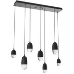 Pebble Linear Multi Light Pendant - Matte Black / Clear Cast Glass