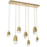 Pebble Linear Multi Light Pendant - Gilded Brass / Clear Cast Glass