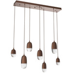 Pebble Linear Multi Light Pendant - Burnished Bronze / Clear Cast Glass