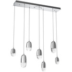 Pebble Linear Multi Light Pendant - Classic Silver / Clear Cast Glass