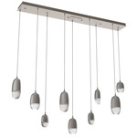 Pebble Linear Multi Light Pendant - Metallic Beige Silver / Clear Cast Glass