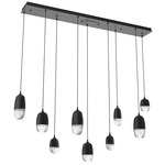 Pebble Linear Multi Light Pendant - Matte Black / Clear Cast Glass