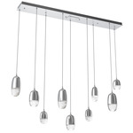 Pebble Linear Multi Light Pendant - Classic Silver / Clear Cast Glass