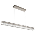 Asscher Linear Pendant - Metallic Beige Silver / Clear Cast Glass