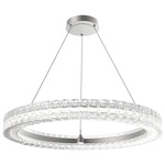 Asscher Chandelier - Metallic Beige Silver / Clear Cast Glass