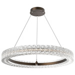 Asscher Chandelier - Flat Bronze / Clear Cast Glass