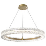 Asscher Chandelier - Gilded Brass / Clear Cast Glass