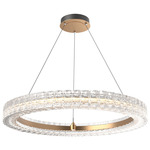 Asscher Chandelier - Novel Brass / Clear Cast Glass