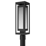 Double Box Outdoor Post Light - Textured Black / Frosted Seeded
