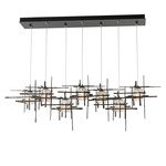 Tura Linear Multi Light Pendant - Dark Smoke / Seeded Clear