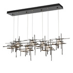 Tura Linear Multi Light Pendant - Dark Smoke / Cast Glass