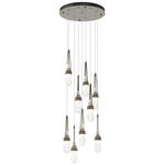 Link Round Multi Light Pendant - Bronze / Clear with White Threading
