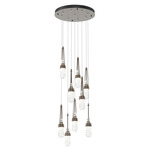 Link Round Multi Light Pendant - Bronze / Clear with White Threading