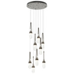 Link Round Multi Light Pendant - Dark Smoke / Clear w/White Threading