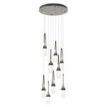 Link Round Multi Light Pendant - Dark Smoke / Clear with White Threading