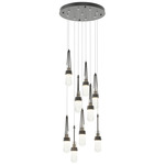 Link Round Multi Light Pendant - Black / Clear Bubble