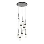 Link Round Multi Light Pendant - Black / Clear with White Threading