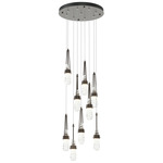 Link Round Multi Light Pendant - Oil Rubbed Bronze / Clear w/White Threading