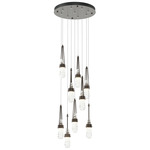 Link Round Multi Light Pendant - Oil Rubbed Bronze / Clear with White Threading