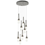Link Round Multi Light Pendant - Natural Iron / Clear Bubble