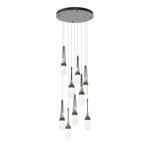 Link Round Multi Light Pendant - Natural Iron / Clear w/White Threading