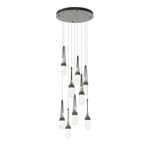 Link Round Multi Light Pendant - Natural Iron / Clear with White Threading