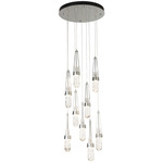 Link Round Multi Light Pendant - Sterling / Clear with White Threading