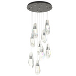 Luma Round Multi Light Pendant - Dark Smoke / Crystal