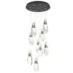 Luma Round Multi Light Pendant - Black / Crystal