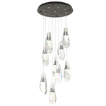 Luma Round Multi Light Pendant - Natural Iron / Crystal