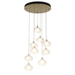 Ume Round Multi Light Pendant - Black / Frosted