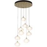 Ume Round Multi Light Pendant - Soft Gold / Frosted