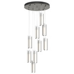Exos 9 Light Multi Light Pendant - Dark Smoke / Opal