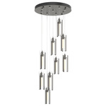 Exos 9 Light Multi Light Pendant - Dark Smoke / Clear