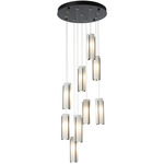 Exos 9 Light Multi Light Pendant - Black / Opal