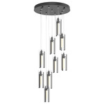 Exos 9 Light Multi Light Pendant - Black / Clear