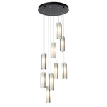 Exos 9 Light Multi Light Pendant - Black / Opal