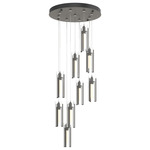 Exos 9 Light Multi Light Pendant - Natural Iron / Clear