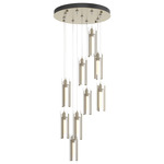 Exos 9 Light Multi Light Pendant - Soft Gold / Clear