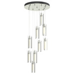 Exos 9 Light Multi Light Pendant - Sterling / Clear