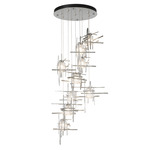 Tura Round Multi Light Pendant - Sterling / Seeded Clear
