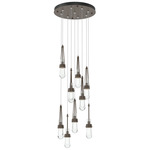 Link Round Multi Light Pendant - Bronze / Clear