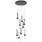 Link Round Multi Light Pendant - Black / Clear