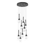 Link Round Multi Light Pendant - Black / Clear