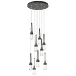 Link Round Multi Light Pendant - Natural Iron / Clear