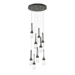 Link Round Multi Light Pendant - Natural Iron / Clear