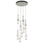 Link Round Multi Light Pendant - Sterling / Clear